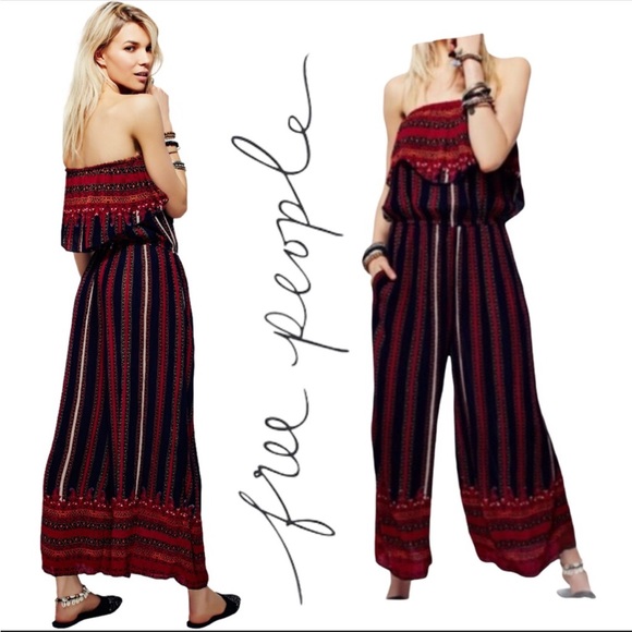 Free People Simone Flounce Boho Strapless Jumpsuit - Picture 15 of 15